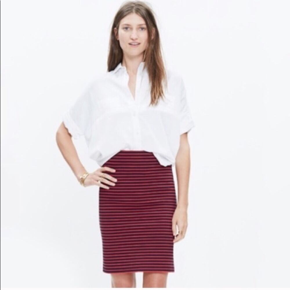 Madewell Red And Navy Blue Striped Mini Skirt